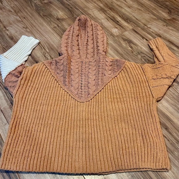 Miss Me Colorblock Cable Knit Hooded Cardigan Sweater Large - Picture 5 of 6